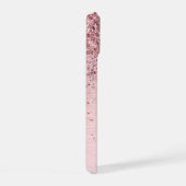Blush Roze geborsteld metaal Glitter Monogram Naam iPhone 15 Hoesje (Rechterkant)