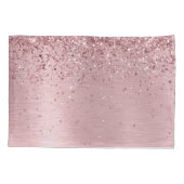 Blush Roze geborsteld metaal Glitter Monogram Naam Kussensloop (Achterkant)