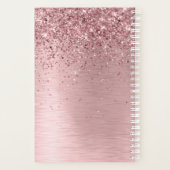 Blush Roze geborsteld metaal Glitter Monogram Naam Planner (Achterkant)