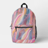 Blush roze geel Paarse blauw marmer toevoegen Mono Bedrukte Rugzak (Voorkant)