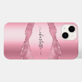 Blush roze gekleurd marmer name script Case-Mate iPhone case (Achterkant (horizontaal))