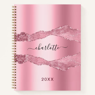 Blush roze gekleurd marmer name script notitieboek