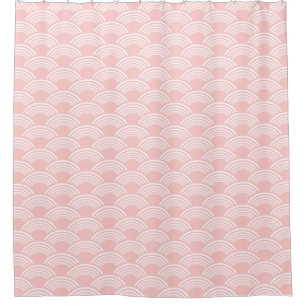 Blush roze geometrische golfpatroon douchegordijn