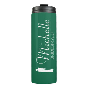 Blush roze gepersonaliseerde bridesmaid thermosbeker