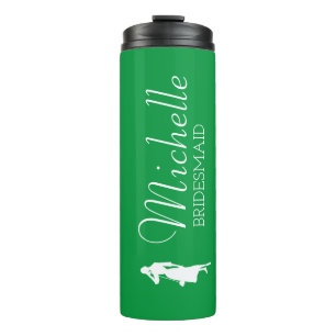 Blush roze gepersonaliseerde bridesmaïde thermisch thermosbeker