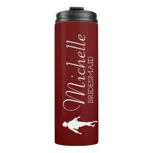 Blush roze gepersonaliseerde bridesmaïde thermisch thermosbeker