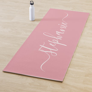 Blush roze gepersonaliseerde naam yogamat