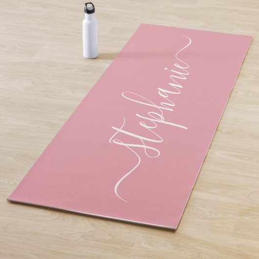 Blush roze gepersonaliseerde naam yogamat (In situ)