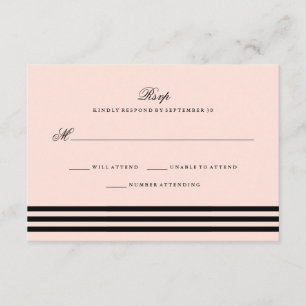 Blush roze gesofisticeerde Stripes Wedding RSVP