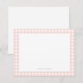 Blush roze Gingham Typewriter Name Note Card Notitiekaartje (Voorkant / Achterkant)