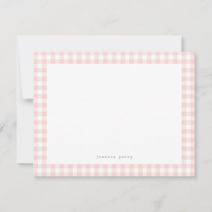 Blush roze Gingham Typewriter Name Note Card Notitiekaartje