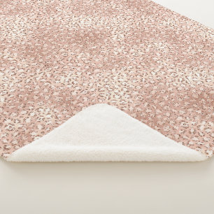 Blush roze glam Glitter Leopard Print Sherpa Deken