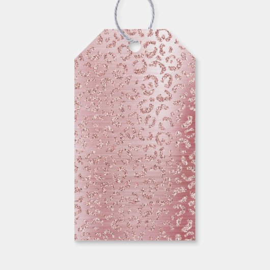 Blush Roze Glam Glitter Luipaard Cadeaulabel (Achterkant)