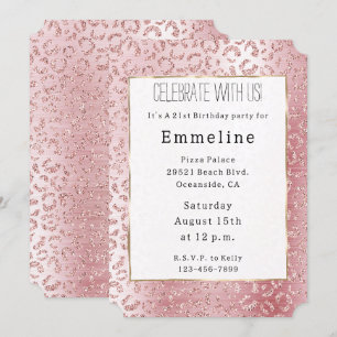 Blush Roze Glam Glitter Luipaard Kaart