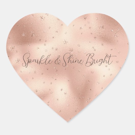 Blush roze glam Glitter Snowflake Hart Sticker (Voorkant)