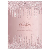 Blush roze glitter drip monogram script klembord (Achterkant)