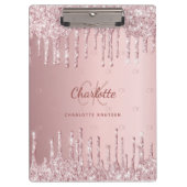 Blush roze glitter drip monogram script klembord (Voorkant)