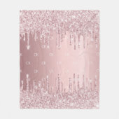 Blush roze glitter druipt sparkle monogram fleece deken (Voorkant)