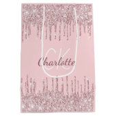 Blush roze glitter druist monogram script luxe medium cadeauzakje (Achterkant)