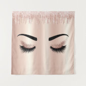Blush roze glitter druppels ogen wimpers roos goud wandkleed (Voorkant)