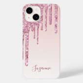 Blush roze glitter druppelt naamscript in Case-Mate iPhone case (Achterkant)