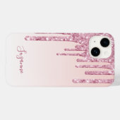 Blush roze glitter druppelt naamscript in Case-Mate iPhone case (Achterkant (horizontaal))