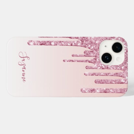 Blush roze glitter druppelt naamscript in Case-Mate iPhone case (Achterkant (horizontaal))