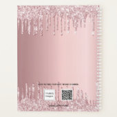 Blush roze glitter drups name script 2023 planner (Achterkant)