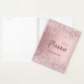 Blush roze glitter drups name script 2023 planner (Display)
