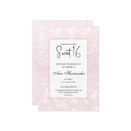 Blush roze glitter elegant chic Sweet 16 Kaart