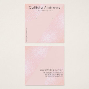 Blush roze Glitter Geo Heart Waring Display Vierkante Visitekaartjes