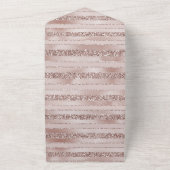 Blush roze glitter glam Stripes All In One Uitnodiging (Buitenkant)