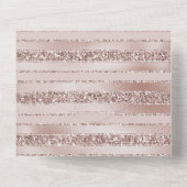 Blush roze glitter glam Stripes All In One Uitnodiging (Achterkant)