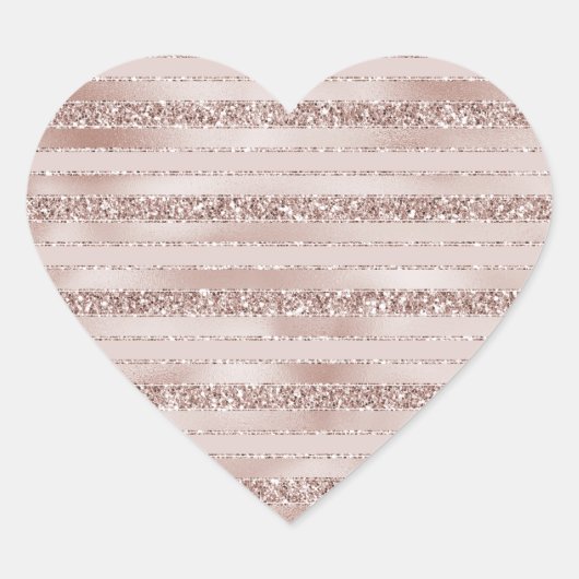 Blush roze glitter glam Stripes Hart Sticker (Voorkant)