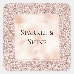  Blush Roze Glitter Keramiek Vierkante Sticker