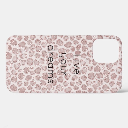 Blush roze glitter leopard print         Case-Mate iPhone case (Achterkant (horizontaal))