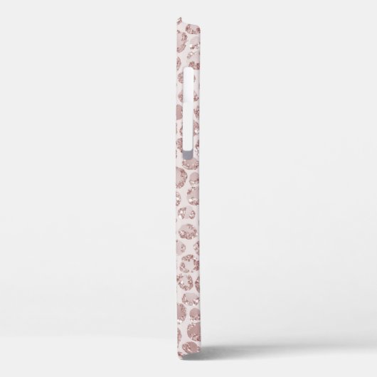 Blush roze glitter leopard print Case-Mate iPhone case (Achterkant / Links)
