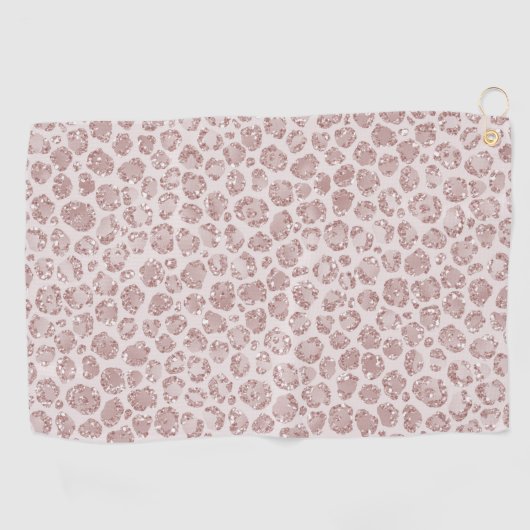 Blush roze glitter leopard print golfhanddoek (Horizontaal)