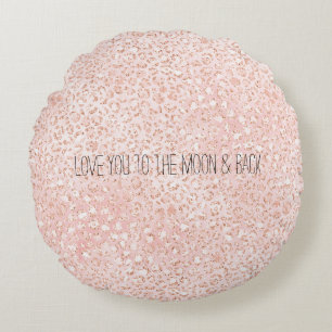 Blush roze glitter leopard print rond kussen