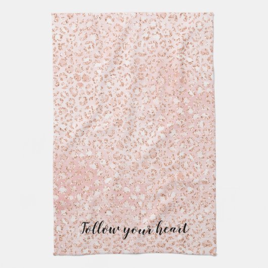 Blush roze glitter leopard print                theedoek (Verticaal)