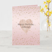 Blush roze glitter liefde gouden Confetti hart Kaart (Gele Bloem)