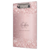 Blush roze glitter monogram script klembord (Links)