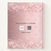 Blush roze glitter monogram stofmonogram notitieboek (Achterkant)