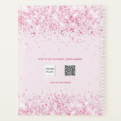 Blush roze glitter naam afspraak 2026 planner (Achterkant)