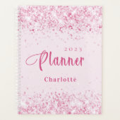 Blush roze glitter naam afspraak 2026 planner (Voorkant)