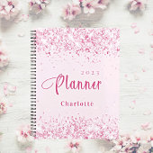 Blush roze glitter naam afspraak 2026 planner