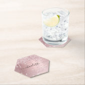 Blush roze glitter name script kartonnen onderzetters (Insitu)