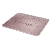 Blush roze glitter name script snijplank (Hoek)