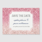Blush roze glitter slaat de datum op magnetische uitnodiging (Voorkant)
