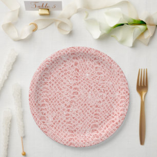 Blush Roze Glitter Snake Huid Dierlijke Print Papieren Bordje